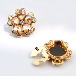 Medium Shirt Cufflinks Button Cover Collar Button Diamond 2Pcs Champagne